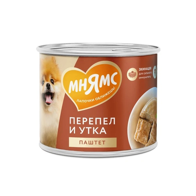 Мнямс влажный корм (консерва) для собак "Сильный иммунитет" из перепела и утки 200 г