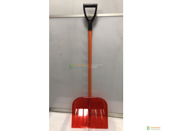 Лопата снеговая ПК-3 красная с оранжевым алюминиевым черенком и ручкой 440х370 мм