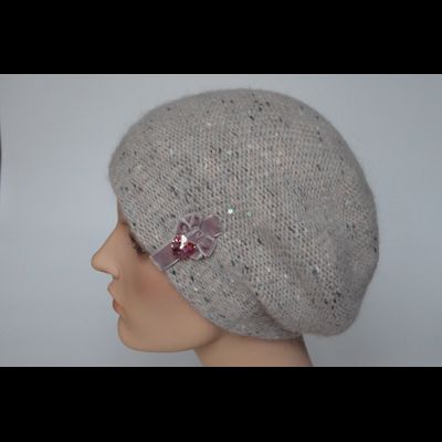 Лиловый меланжевый берет и шарф Vizio Италия 6926