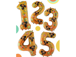 Фольгированная цифра 100 см, Чебурашка (под заказ уточняйте наличие)