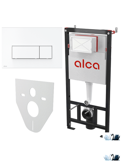 Рамная инсталляция AlcaPlast AM101/1120-4:1 RU M570-0001 SET 4v1 с белой клавишей смыва у Marysя