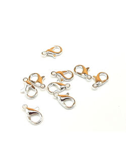 Карабины для бижутерии, серебро 12 мм