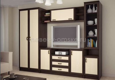 Пенал "Премьера-7" в комбинированной расцветке Дуб Венге и Дуб Млечный с профилем Венге.