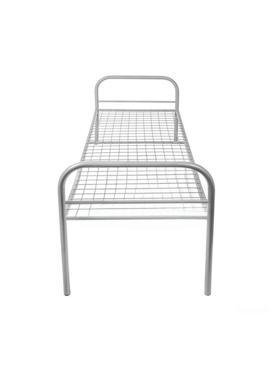 Кровать металлическая одноярусная "Бюджет +2"КА-1-1 (800х1900, сетка 50х50, 2 перемычки), цвет серый