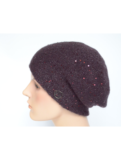 Женский берет вязаный Vizio Италия 6943 сливовый фото