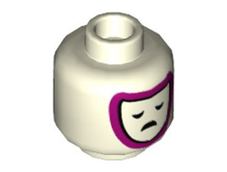 Minifigure, Head Dual Sided Dark Turquoise Comedy and Magenta Outlined Tragedy Theater Masks Pattern - Hollow Stud, Glow In Dark White (3626cpb2824 / 6350030)