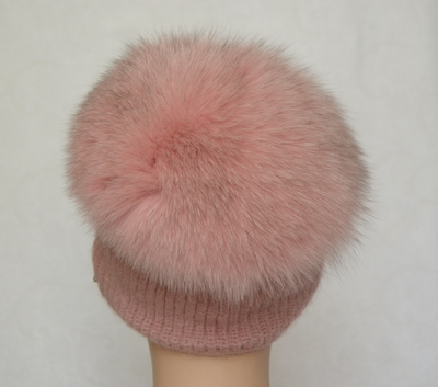 Vizio шапка ярко - розовая с мехом фото