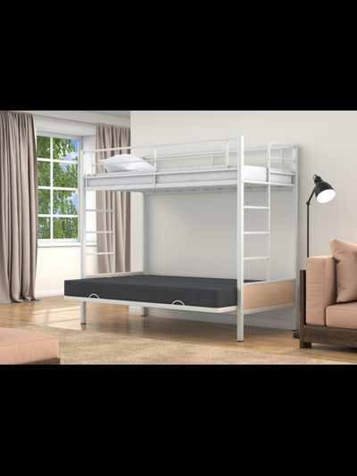 Двухъярусная кровать-диван Дакар 1 Белый (вставки Дуб молочный)