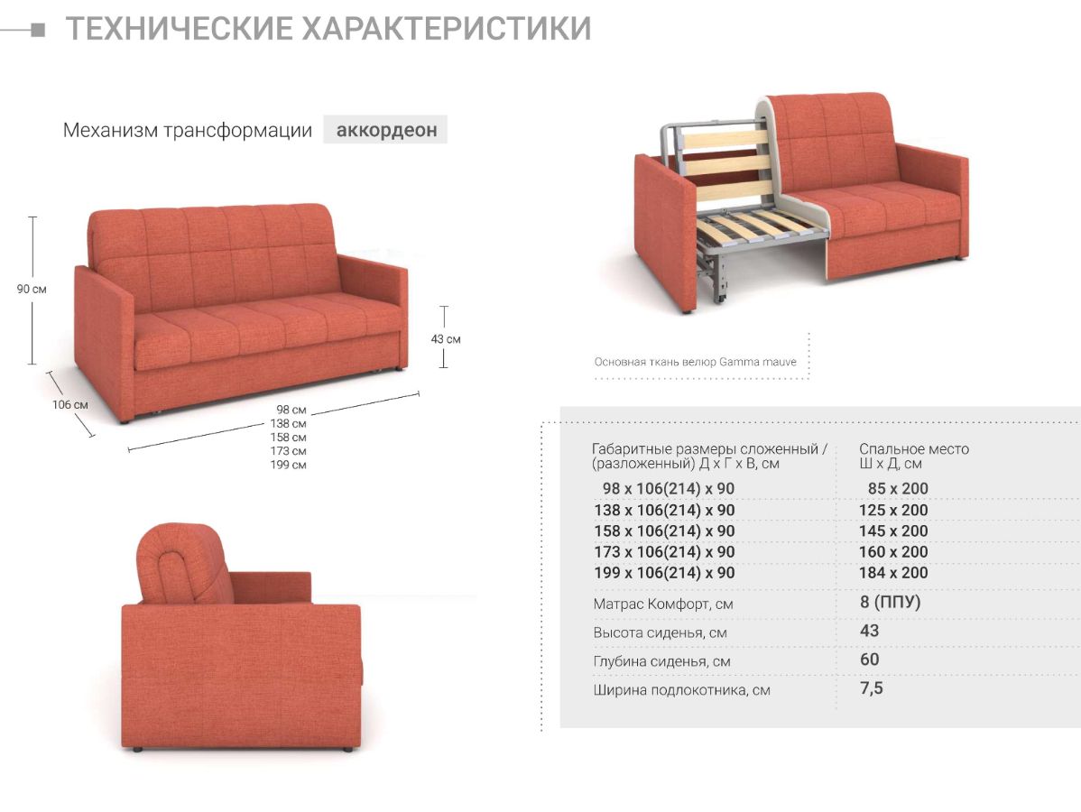 диван корсика угловой размер