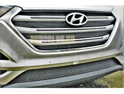 Защита радиатора Hyundai Tucson 2015-2018 (Travel,Prime,Dynamic, High) (4 части) black верх PREMIUM