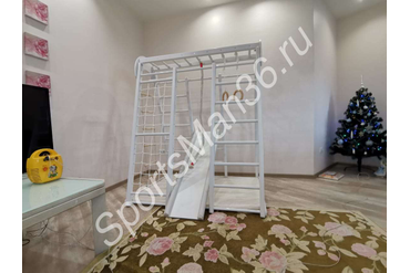 ДСК РАННЕГО РАЗВИТИЯ PLASTEP СУПЕР ЧЕМПИОН 170, цветовой стиль "СНЕГОВИК" - стойки, перекладины, маи и мягкие борта горки белые