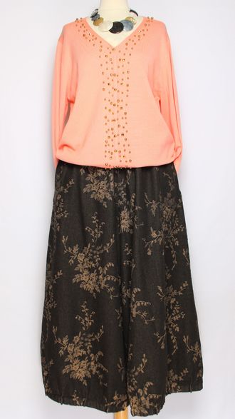 Джемпер-пуловер "Золотые клепки" персик, зеленый, синий р.46-52