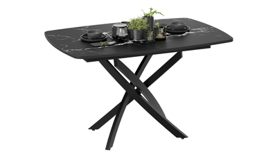 Стол обеденный Ниагара Тип 1 Черный муар/Стекло матовое черный мрамор