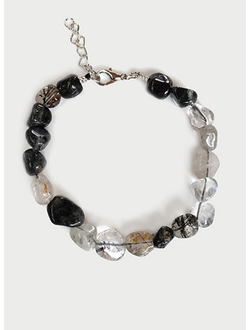 (АРТИКУЛ: 9318/51) БРАСЛЕТ ЖЕНСКИЙ, НАТУРАЛЬНЫЕ КАМНИ В СЕРЫХ ТОНАХ, СЕРЕБРИСТЫЙ МЕТАЛЛ