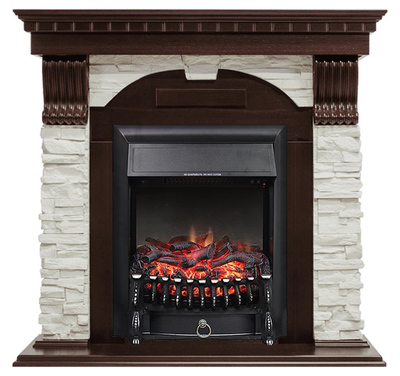 Электрокамин Dublin AO сланец белый с очагом Fobos RC