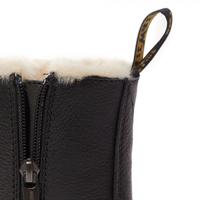 ЗИМНИЕ БОТИНКИ DR. MARTENS JADON НА ПЛАТФОРМЕ С МЕХОМ ЧЕРНЫЕ женские