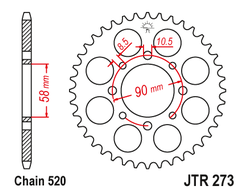 Звезда ведомая (45 зуб.) RK B4448-45 (Аналог: JTR273.45) для мотоциклов KTM, Honda