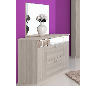 Комод "Роксана" с зеркалом в зеркальными вставками на фасаде