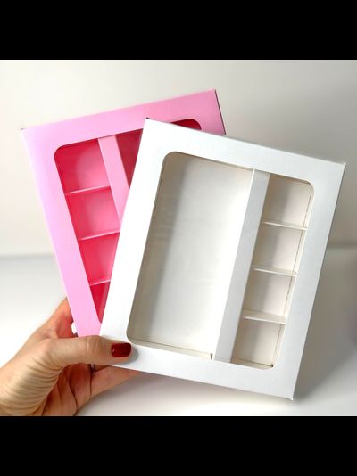 Коробка для 4 конфет + шок. плитки 160мм (бирюза), 200*165*30мм