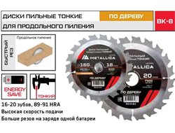 Диск пильный ТОНКИЙ твердосплавный METALLICA Ultra 235x30 мм, 24 зуб, Т=2,0 мм по дереву продольный