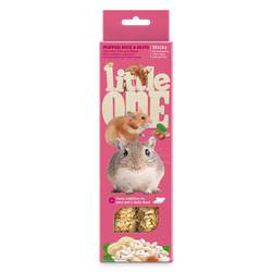Little One палочки для хомяков, крыс, мышей и песчанок с воздушным рисом и орехами, 110 г