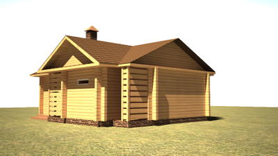 Гостевой одноэтажный дом-баня из клееного бруса КБ-02, 52м2