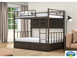 Двухъярусная кровать Валенсия 120 Коричневый ящики полка венге