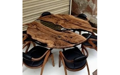 стол с рекой, стол круглый, круглый стол с рекой, река, стол из слэба, стол в гостиную, слэб, спил