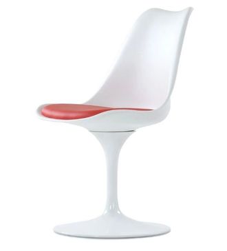 Кресло N-8 Tulip style BR белое c красной подушкой