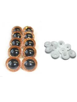 Глаза для кукол с глиттерной вставкой 18 мм, темное золото