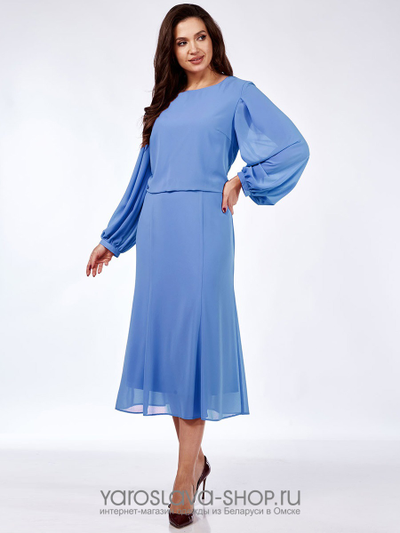 Шифоновое женское платье голубого цвета