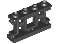 Fence 1 x 4 x 2 Ornamental Asian Lattice with 4 Studs, Black (32932 / 6195092)