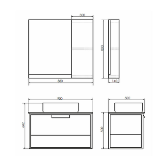 Тумба-умывальник "Кёльн-90-1" дуб темный с черной столешницей, с раковиной COMFORTY T-Y937