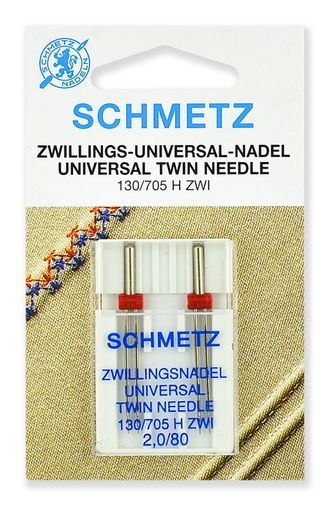 Иглы двойные SCHMETZ Универсальные 130/705H ZWI № 80/2.0-  2шт