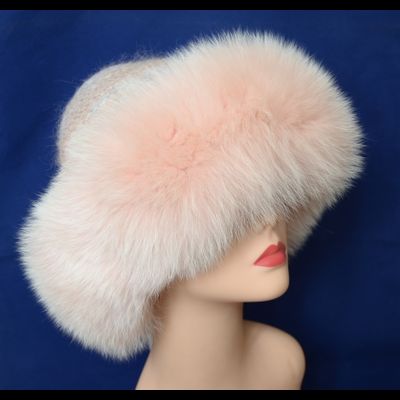 Шапка с мехом розовая Vizio Италия 5525
