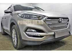 Защита радиатора Hyundai Tucson 2015-2018 (Comfort,Lifestyle,Primary,Family) (4 части) chrome верх