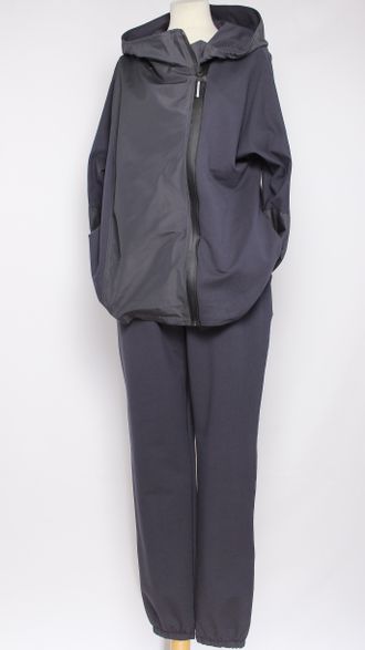 КОСТЮМ ЖАКЕТ НА МОЛНИИ И БРЮКИ "С ПЛАЩЁВКОЙ" графит р.50-56