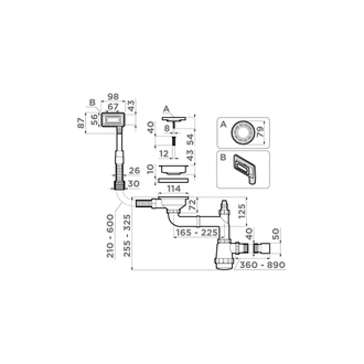 АРМАТУРА ДЛЯ ОДНОЧАШЕВЫХ МОЕК С УНИВЕРСАЛЬНЫМ ПРЯМОУГОЛЬНЫМ ПЕРЕЛИВОМ WK-1-UN GB (4956834) ГРАФИТ