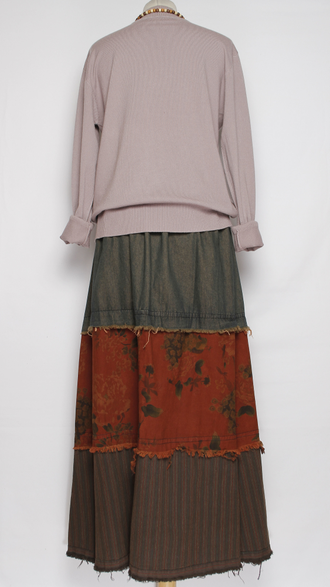 ЮБКА "Джинс ромбы винтажная" терракот до р.52