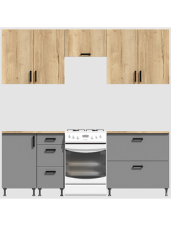 Кухня Эконом 1,8 метра (900х900) Цвет: Дуб Вотан/Базальт