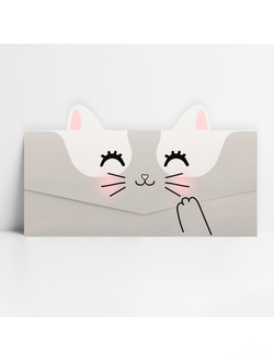 Конверт для денег формовой «Котик», 17,5 х10с