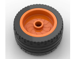Wheel 18mm D. x 12mm with Axle Hole and Stud with Black Tire 24 x 12 Low 18976 / 18977, Orange (18976c01)