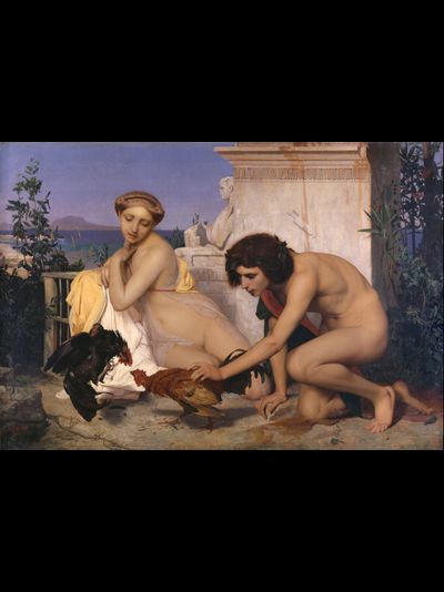 Картина обогреватель, репродукция Жан-Леона Молодые греки забавляются петушиным боем