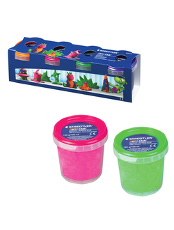 Пластилин на растительной основе (тесто для лепки) STAEDTLER, 4 цвета, 520 г, (оранжевый, розовый, зеленый, фиолетовый), 8134 02