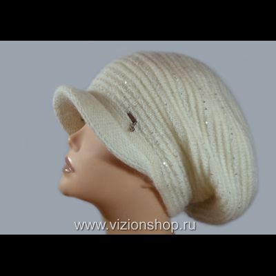 Вязаный берет с козырьком для женщин Vizio Италия 6456 белый
