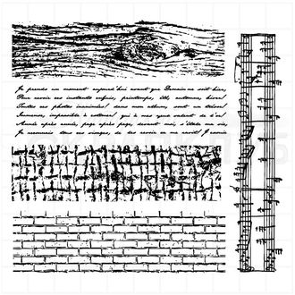 Штамп с фоновыми полосками - ноты, дерево, текст, кирпичи и ноты