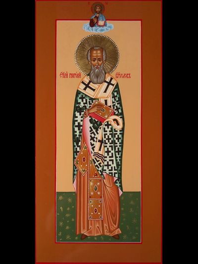 Григорий Богослов, Святитель, архиепископ Константинопольский. Рукописная мерная икона.
