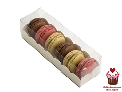 Коробка для макарон Белая (прозрачная крышка) 18,5х5,5х5,5 см