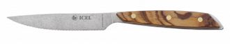Нож для стейка 110/230 мм. 18/0  2,5 мм. состаренный ручка оливковое дерево Icel /12/