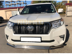 Защита переднего бампера двойная d60/42 для Toyota Land Cruiser Prado 150 (2017-...)